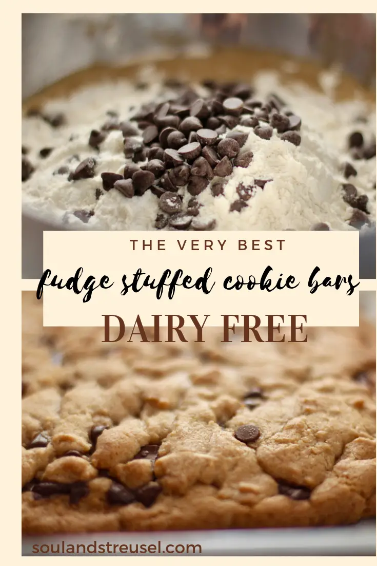 fudge stuffed cookie bars(dairy free)