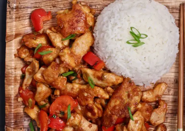 asian chicken and veggie stir fry