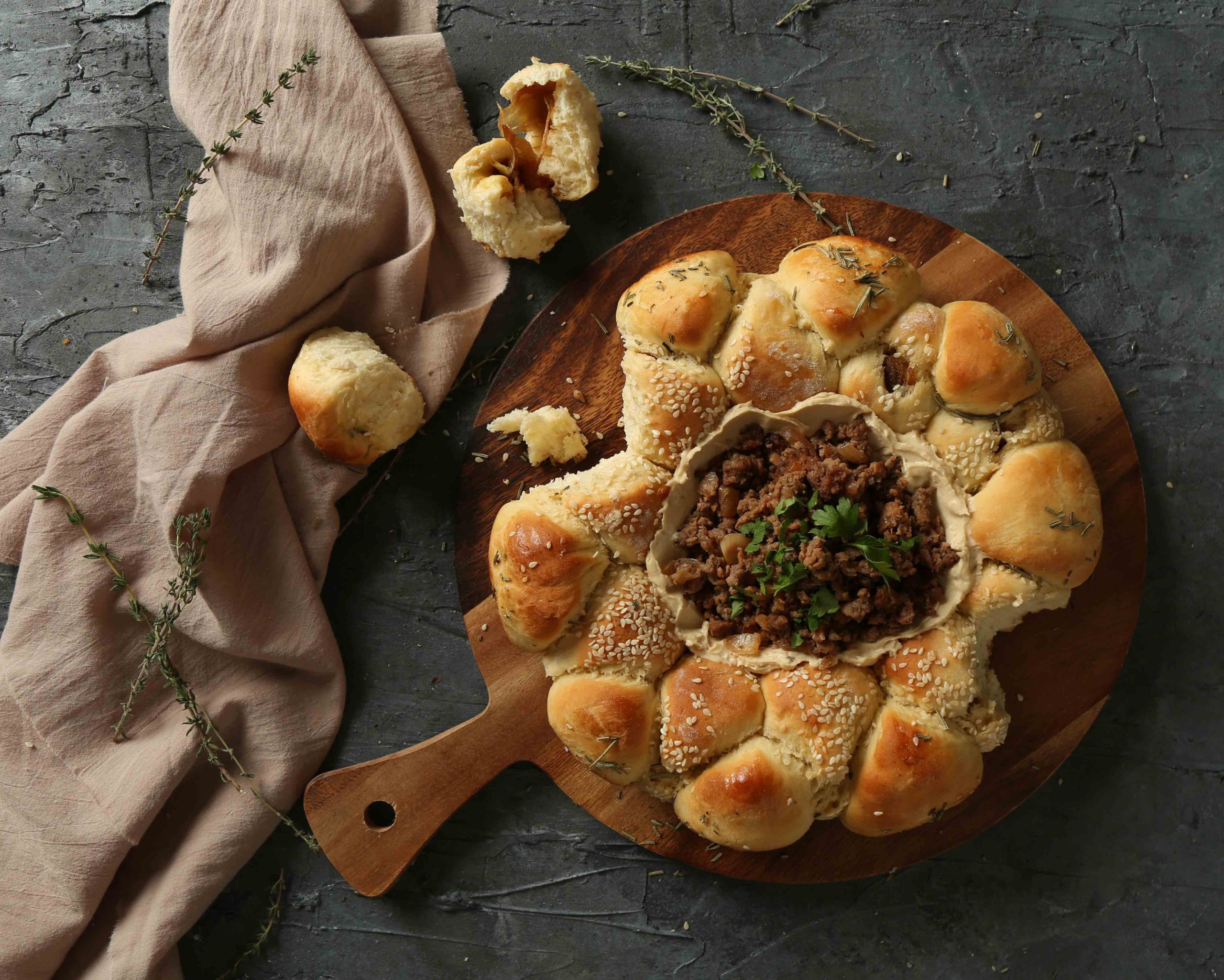 half hour challah with hummus Basar