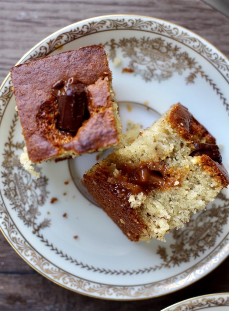 dulce de leche pockets in banana bread 