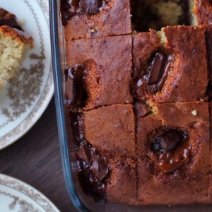 butter banana bread with dulce de Leche pockets