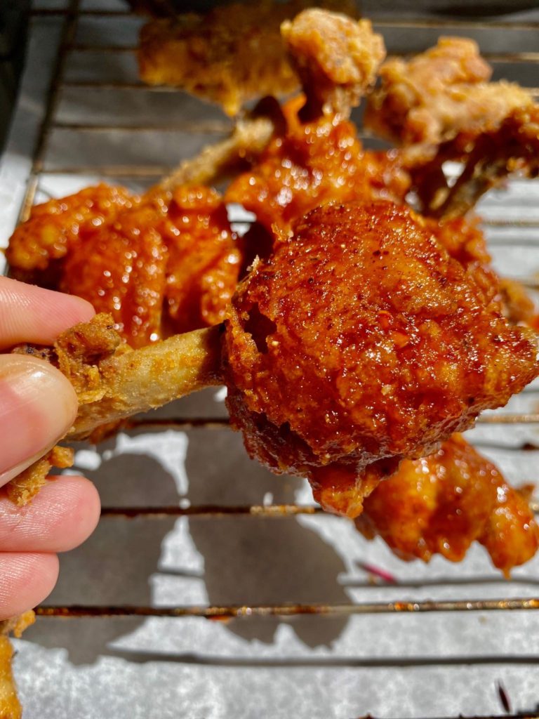 Crispy Chicken Lollipop Wings in Honey Sriracha - Soul&Streusel