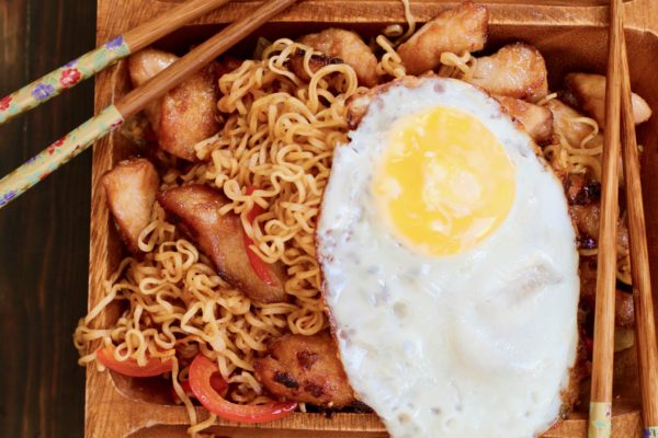 Hawaiian fried chicken and ramen