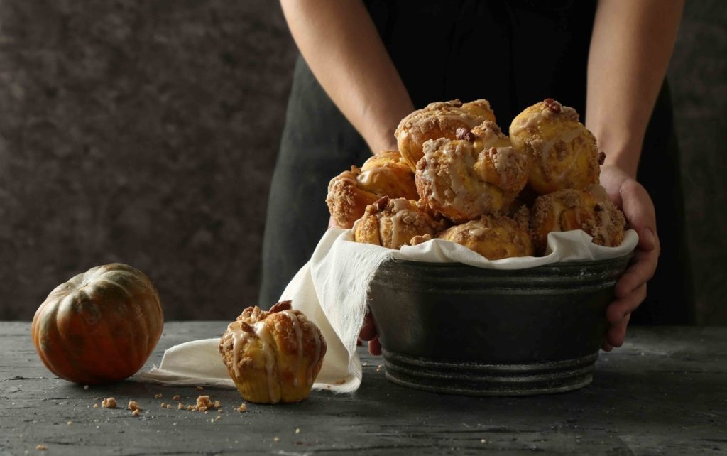 pumpkin rolls in basket