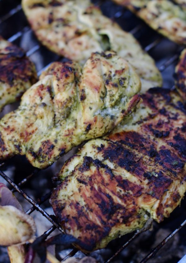 lemon herb chicken on the grill