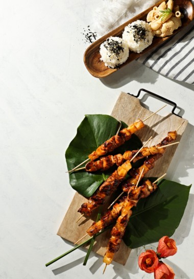 hawaiian huli huli chicken skewers