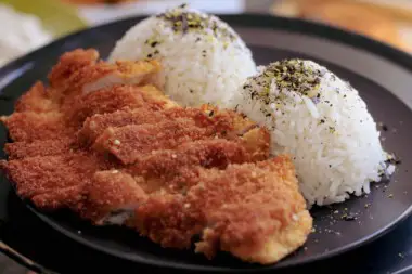 plate of Chicken Katsu with lemon Katsu sauce