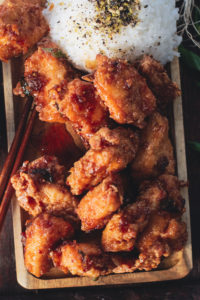 plate of garlic fried chicken 