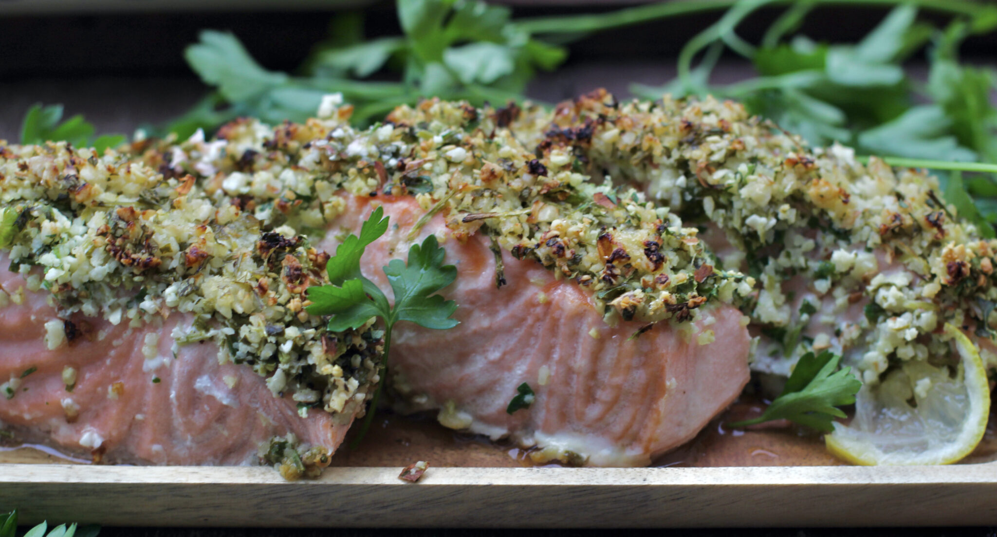 Mediterranean Salmon Bake with Almond and Herbs - Soul&Streusel