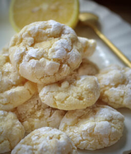 lemon drop cookies on a plate 