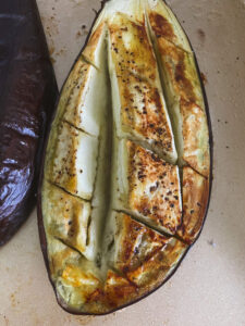 baked golden eggplant