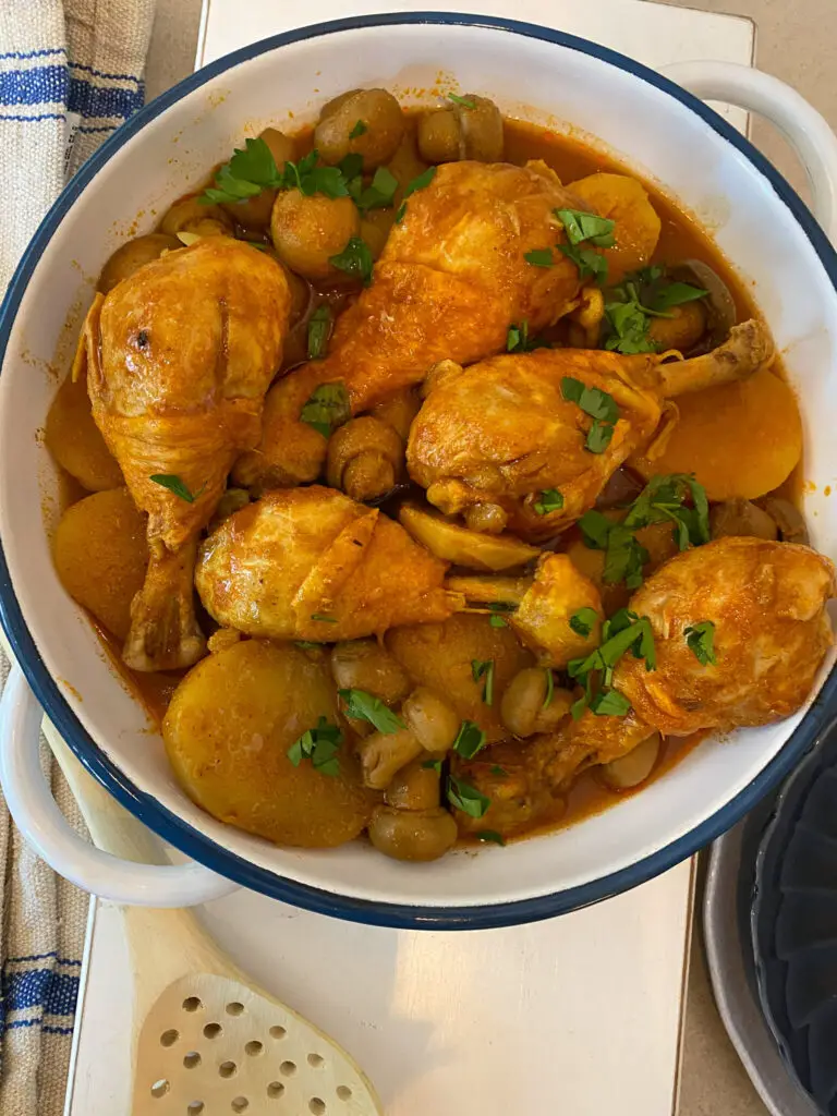 chicken paprikash in a bowl 