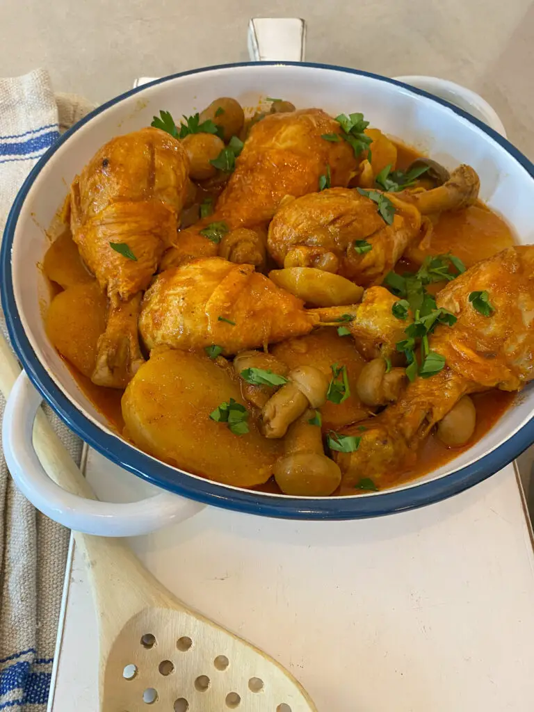 chicken paprikash ready to be served 