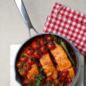 moroccan salmon in pan