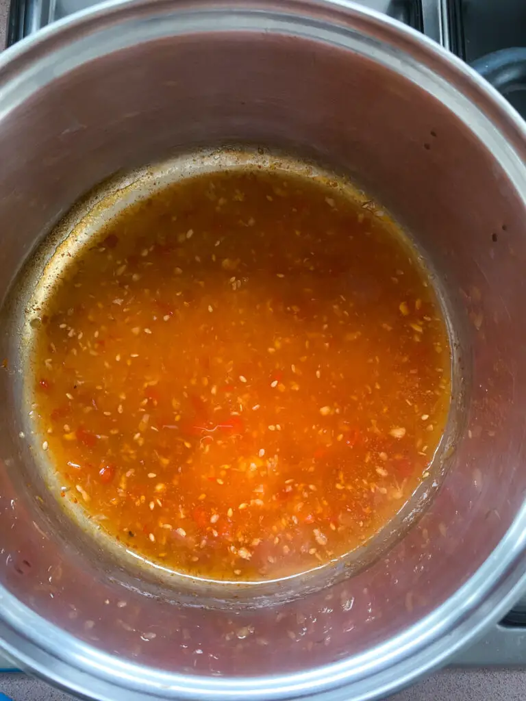 sweet chili sauce on the stovetop