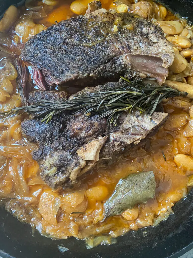 tender asado with beans 